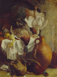 Dead Game And An Earthenware Jug In A Larder by William Hughes