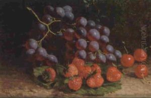 Still Life With Strawberries And Grapes by William Hughes