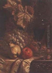 Still Life With Grapes, Apples, A Pear And A Wine Goblet by William Hughes
