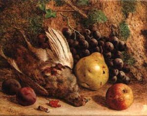 Still Life With Game, Grapes, A Pear, Plums And An Apple by William Hughes