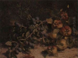 Still Life With Apples And Damsons by William Hughes