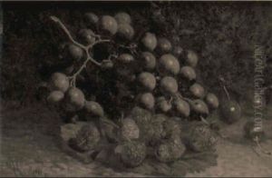 Still Life With Strawberries And Grapes by William Hughes
