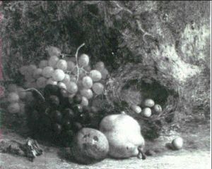 Grapes, An Apple, A Pear And A Birds Nest On A Mossy Bank Grapes, An Apple, A Pear And A Birds Nest On A Mossy Bank