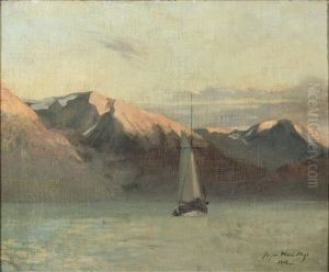 Voilier Sur Un Lac De Montagne by Georges-Victor Hugo