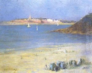 Vue De Saint Malo, Vu De La Plage De L'ecluse A Dinard by Georges-Victor Hugo