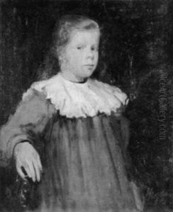 Portrat Eines Madchens In Rotem Kleid by Aloys Hugonnet