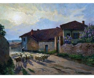 The French Shepherdess by Claude-Honore Hugrel