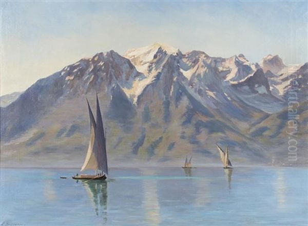 Bateau Sur Le Leman Devant Le Gramont - view 1