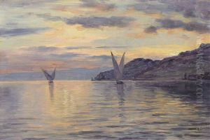 Genfersee Im Abendlicht by Fritz Huguenin