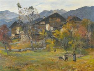 Herbstliche Walliser Landschaft Mit Ormone