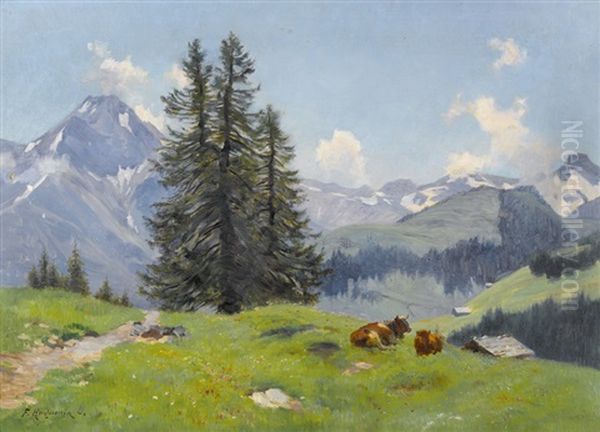 Weidende Kuhe Bei Adelboden - view 1