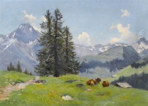 Weidende Kuhe Bei Adelboden