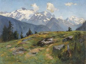 Walliser Bergansicht by Fritz Huguenin