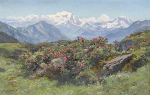 Sommerliche Alp Mit Blick Auf Den Mont-blanc by Fritz Huguenin