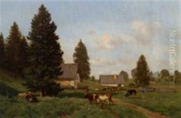 Paysage Avec Toupeau De Vaches - view 1