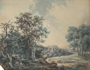 A Mountainous River Landscape by George Cuitt