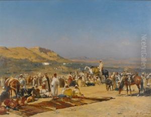 Market In The Desert by Victor Pierre Huguet