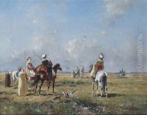 The Falcon Hunt by Victor Pierre Huguet