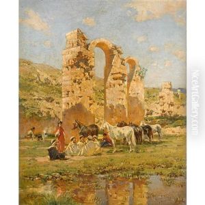 Caravan At Rest by Victor Pierre Huguet