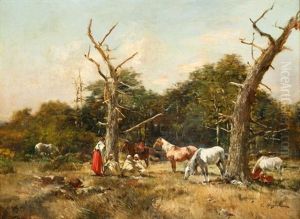La Halte Des Cavaliers by Victor Pierre Huguet