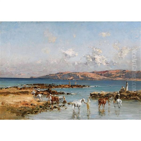 Cavaliers Arabes Au Bord De La Mer - view 1
