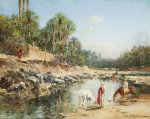 Cavaliers A L'oasis by Victor Pierre Huguet