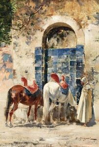 Halte A La Fontaine by Victor Pierre Huguet