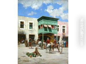 Scene De Marcher Turc by Victor Pierre Huguet