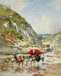 Travellers On Horseback by Victor Pierre Huguet