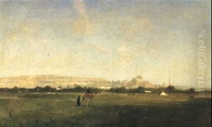 Vue De La Citadelle Et Les Tombeaux Des Califs Au Caire by Victor Pierre Huguet