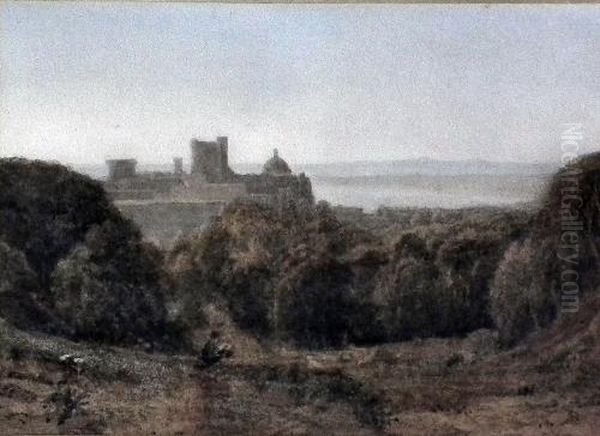 Italianate Landscape With Figure To Foreground And Building To Background - view 1