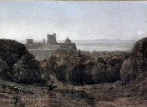 Italianate Landscape With Figure To Foreground And Building To Background by George Jnr Barrett