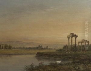 Italian Landscape With Classical Ruins by George Jnr Barrett