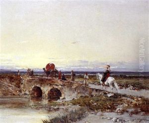 Arab Caravan Crossing A Bridge