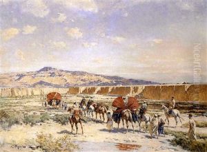 Arab Caravan Crossing A Riverbed