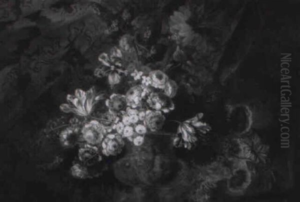 Compositions Florales Dans Des Vases De Bronze Dore - view 1