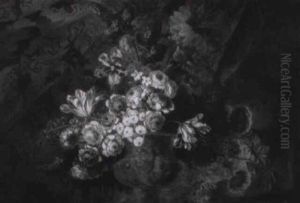 Compositions Florales Dans Des Vases De Bronze Dore by Claude Nicolas Huilliot
