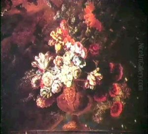 Compositions Florales Dans Des Vases De Bronze Dore by Claude Nicolas Huilliot