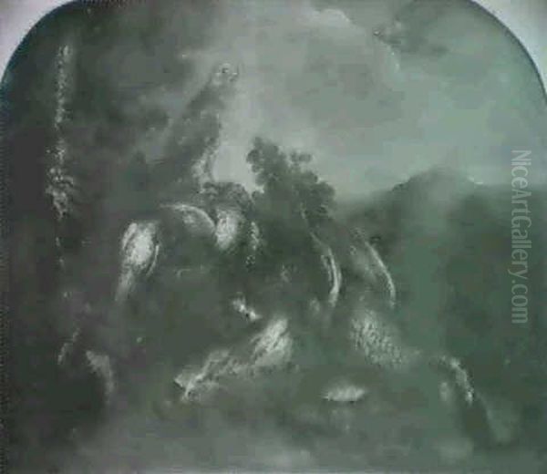 Etudes De Rapaces Dans Un Paysage - view 1
