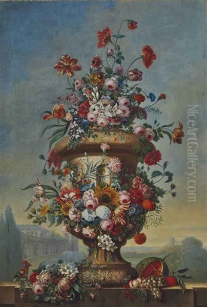 Vase De Fleurs Dans Un Paysage - view 1