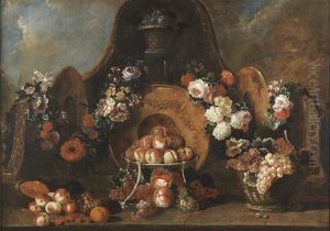 Naturaleza Morto Com Frutos E Flores by Pierre Nicolas Huilliot