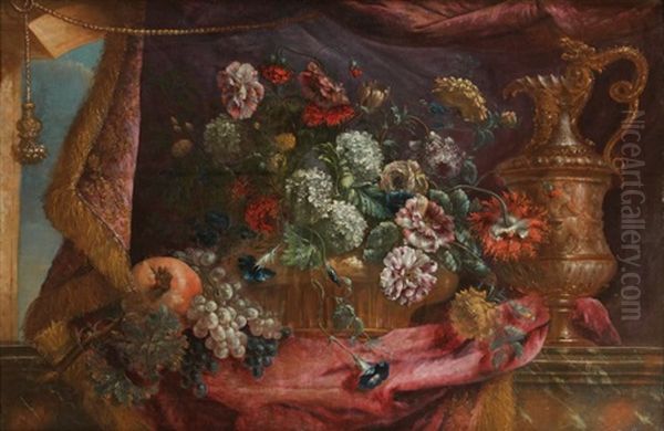 Nature Morte Aux Fleurs, Fruits Et Aiguiere - view 1