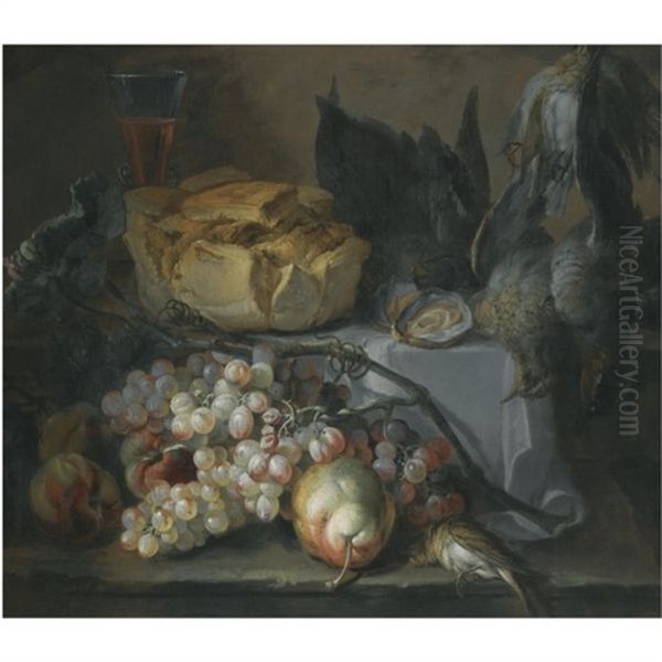 Still Life With A Loaf Of Bread, Oysters, Grapes And Dead Game - view 1