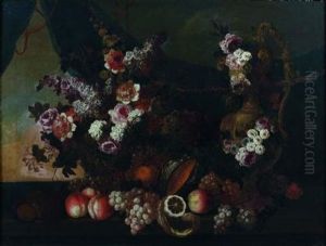 Nature Morte Aux Fleurs Et Aux Fruits Et A La Piece D'orfevrerie