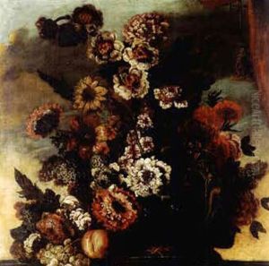 Vasque De Fleurs Sur Un Entablement by Pierre Nicolas Huilliot