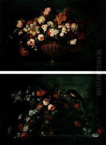 Bouquet De Fleurs Sur Un Entablement En Marbre