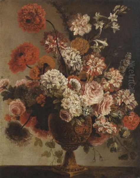Nature Morte Au Vase De Fleurs Sur Un Entablement - view 1