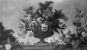Nature Morte Au Vase De Fleurs Sur Un Entablement by Pierre Nicolas Huilliot