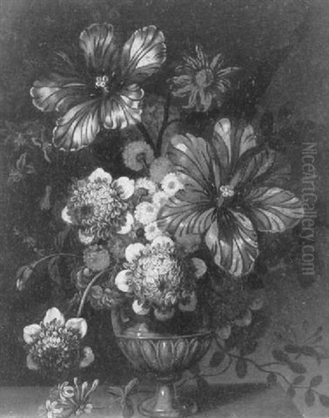 Nature Morte Au Bouquet De Fleurs Sur Un Entablement - view 1