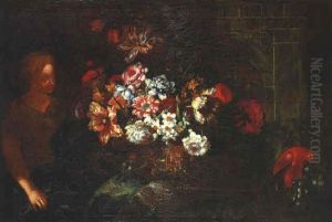 Bouquet De Fleurs Sur Un Entablement by Pierre Nicolas Huilliot